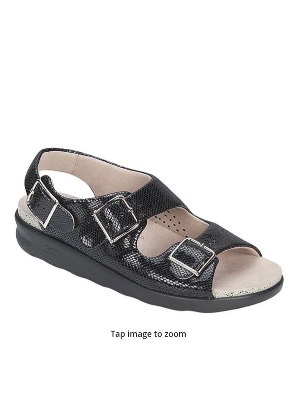 SAS Black Snake Relaxed Walking Comfort Sandal